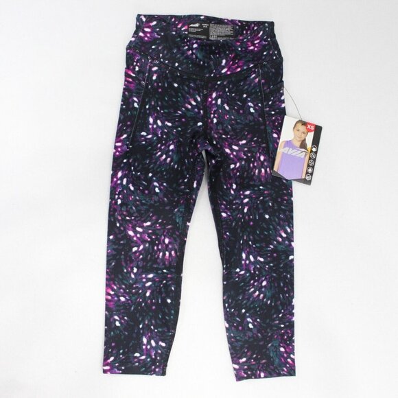 Avia Other - Avia Youth Girls Athletic Leggings Black Purple Size XS (4-5) High Waist Pocket